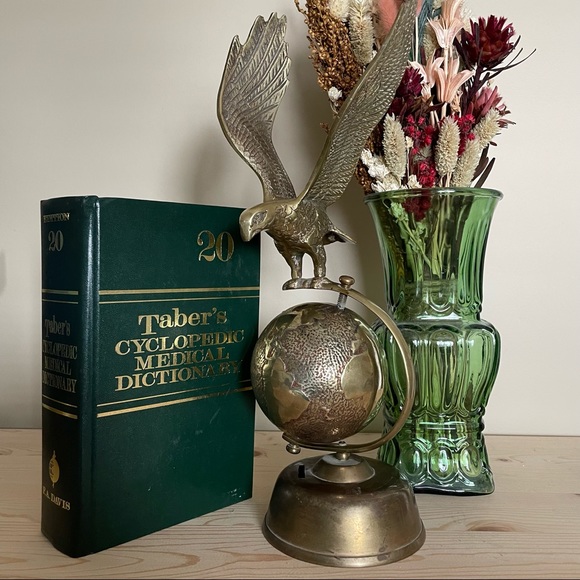 SOLD Midcentury Brass Eagle on Globe Bank - Picture 1 of 4
